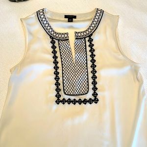 Ann Taylor Petite Cream and Black Tank